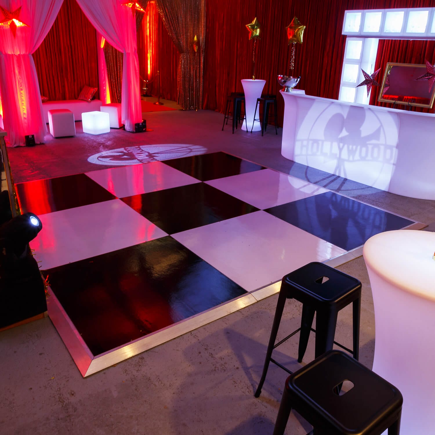 Black and white dance floor hire