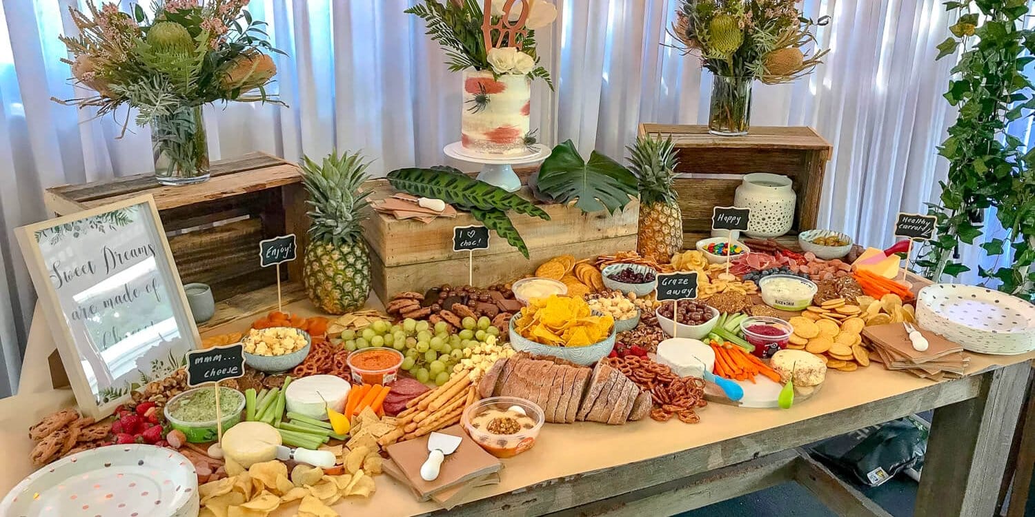 rustic and tropical grazing table