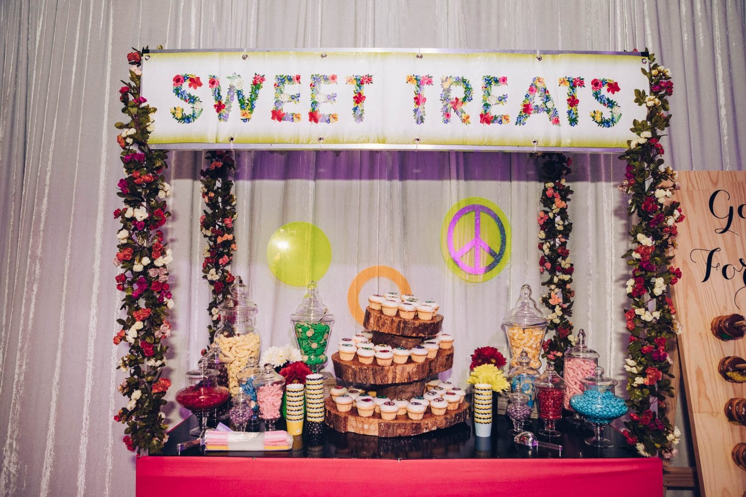 60s themed party candy buffet