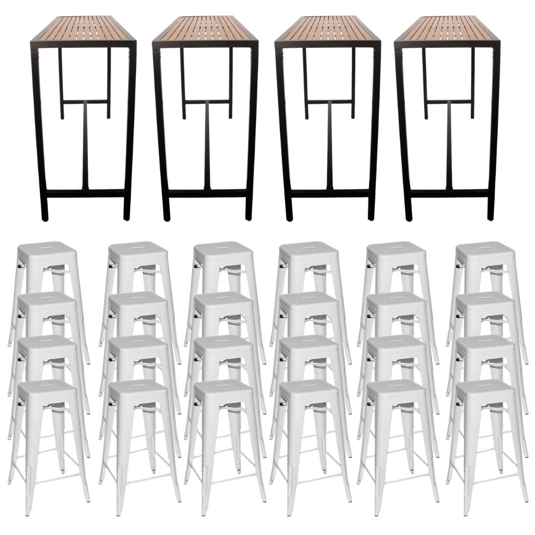 Event furniture bundle 1 with white stools
