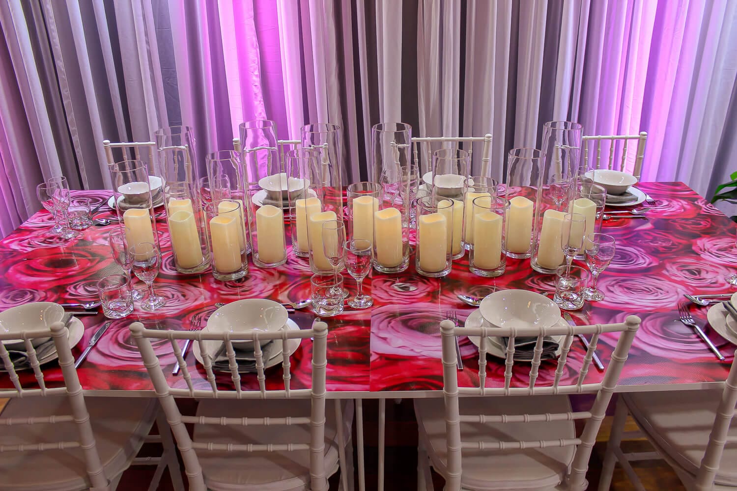 Candle Tablescape Hire Melbourne with uplighting 2
