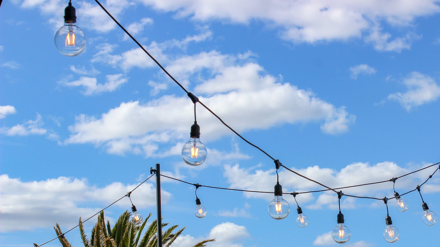 Vintage Festoon Lights Hire Hanging in sections Melbourne