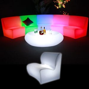 Illuminated Curved Sofa glow furniture seating hire melbourne