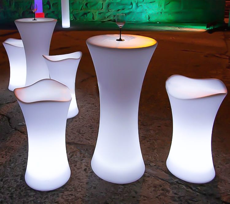 illuminated bar table with bar stools hire melbourne