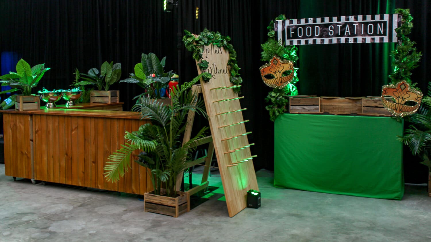 jungle themed bar and food station hire melbourne