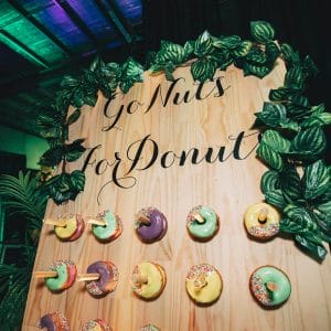 vines covered donut wall hire melbourne with donuts