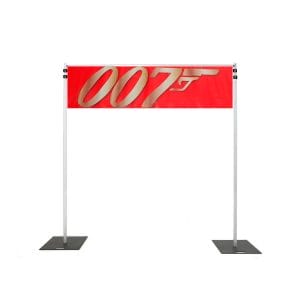 Backdrop Rigging with red 007 banner hire melbourne