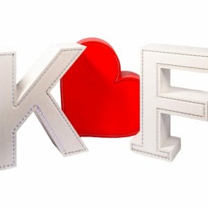 light up K F letters and light up red heart
