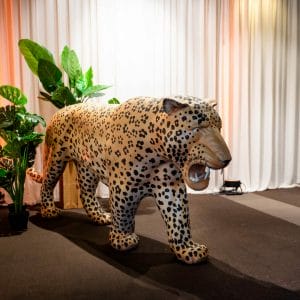 Leopard animal prop at safari themed setup