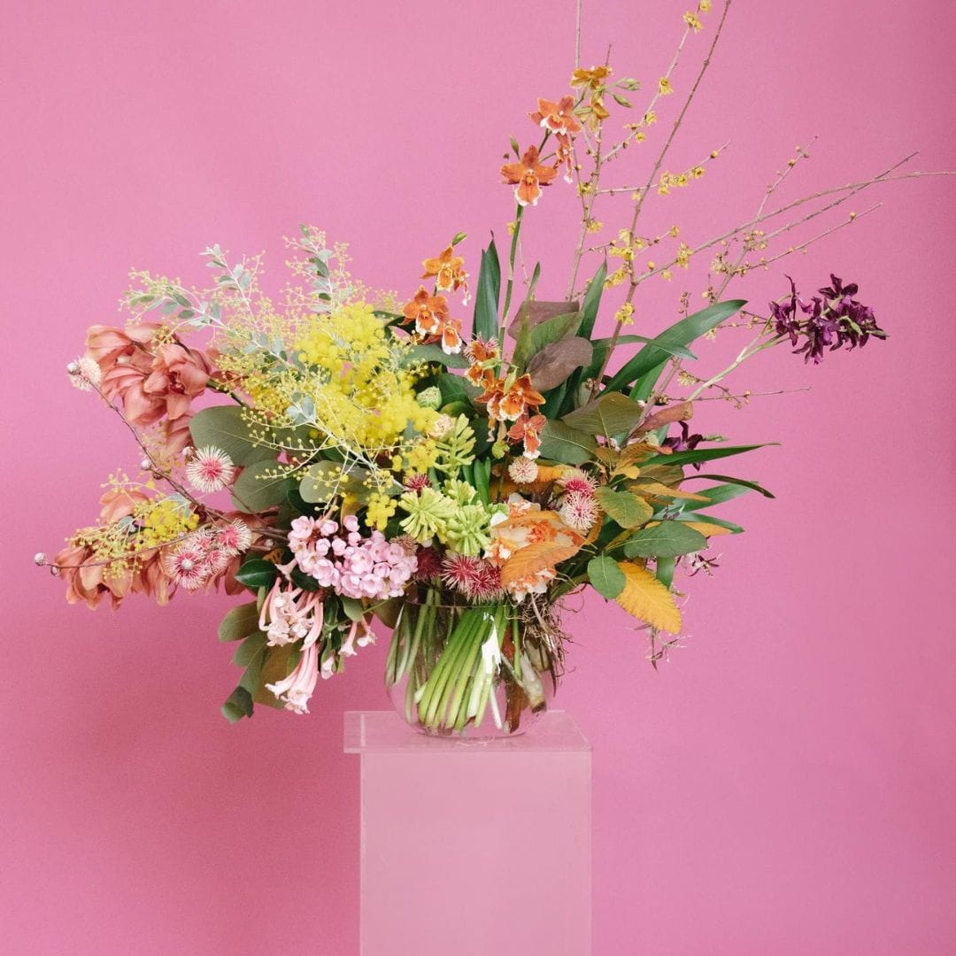 colourful and bright floral arrangement by vasette