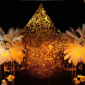 Black and gold sequin backdrop