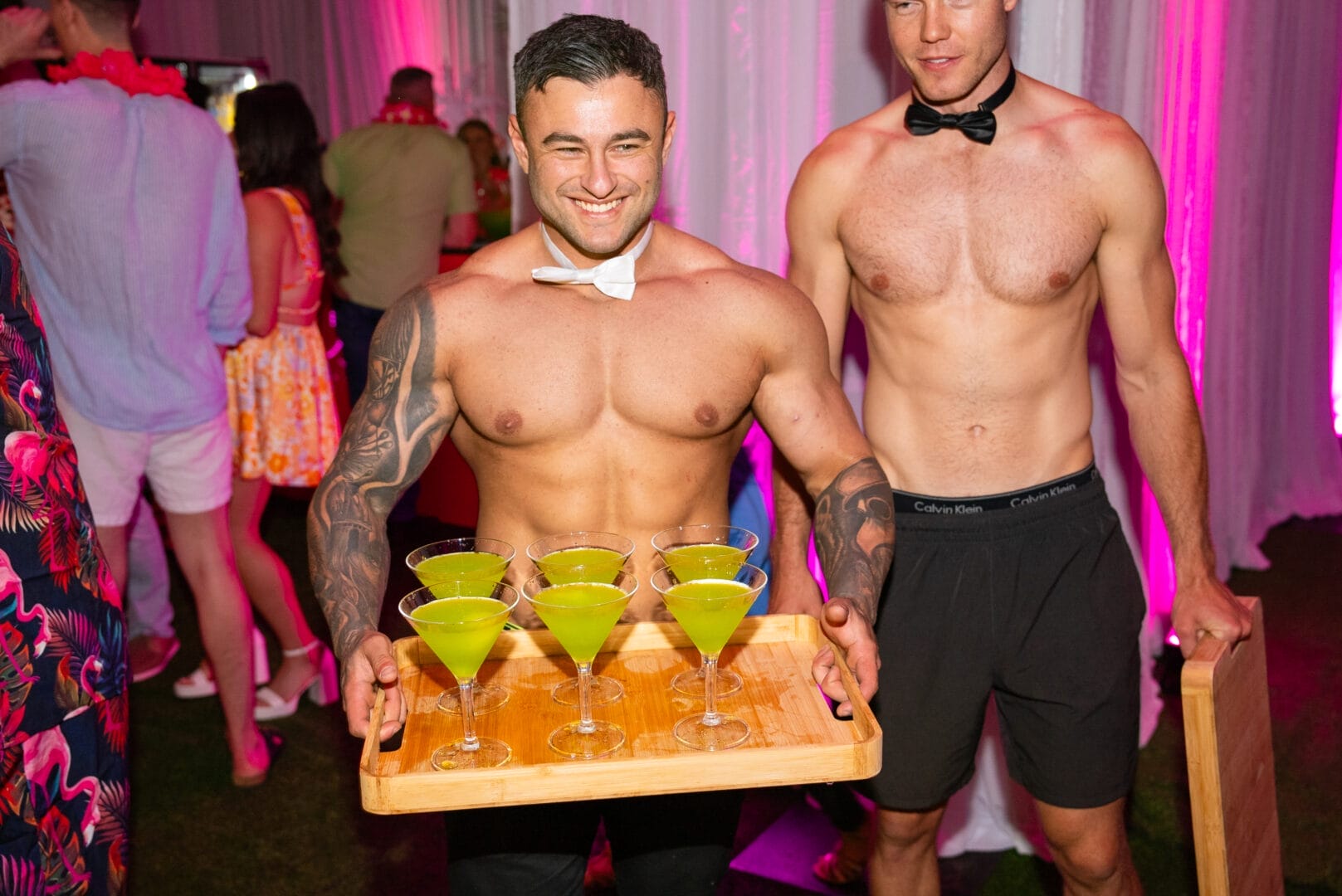 Taylor's Beach Club Themed 21st Birthday Party - Magic Men serving cocktails to guests