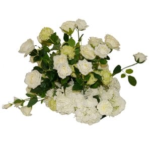 white floral table centrepiece